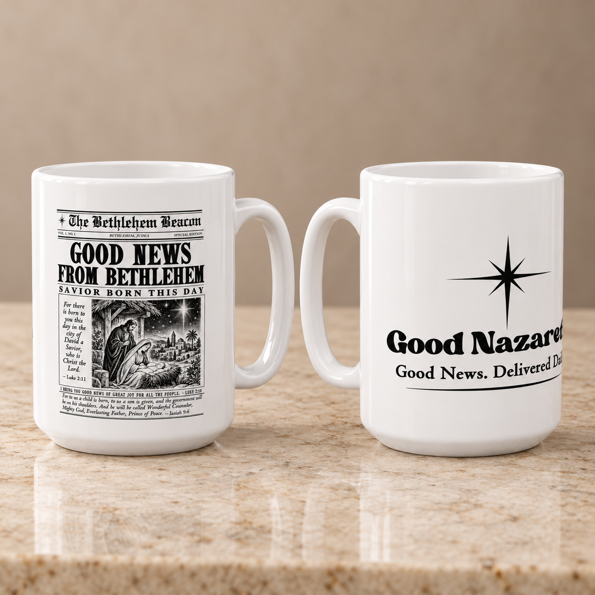 Good News from Bethlehem Christmas Mug | 15 oz Nativity Coffee Cup