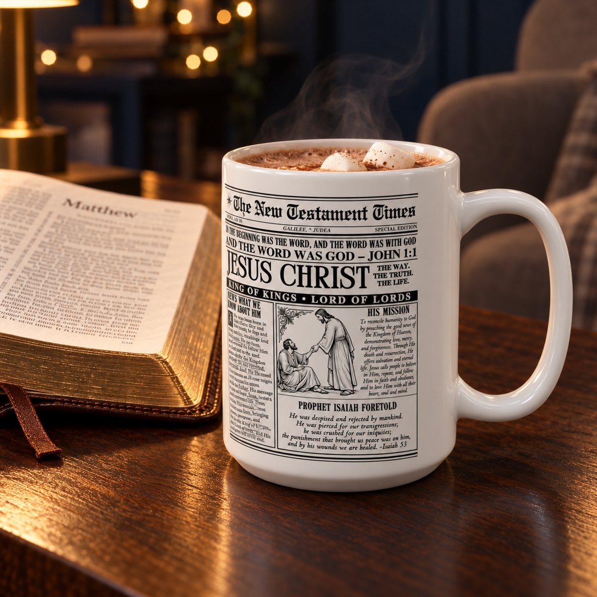 Jesus Christ Newspaper Mug | 15 oz Christian Coffee Cup