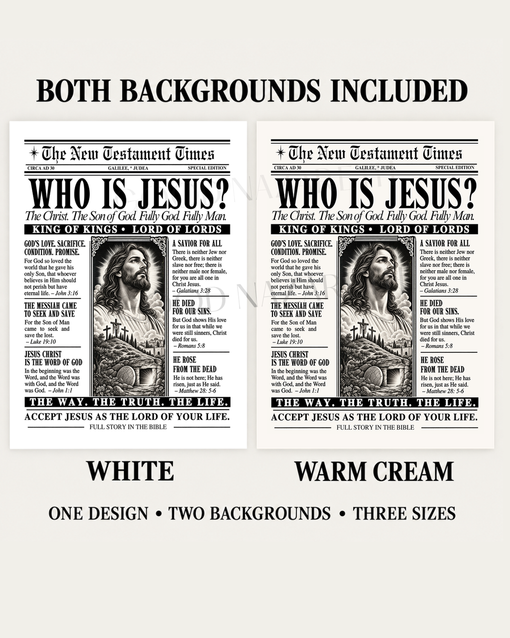 Who Is Jesus? Printable Christian Wall Art | Vintage Newspaper Print | Design A