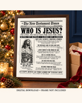 Who Is Jesus? Printable Christian Wall Art | Vintage Gospel Newspaper | Design B