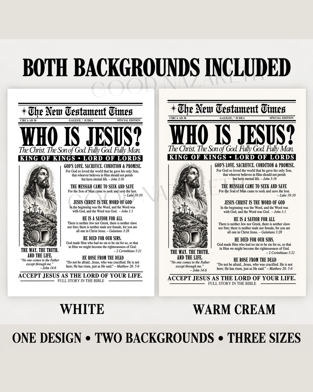Who Is Jesus? Printable Christian Wall Art | Vintage Gospel Newspaper | Design B