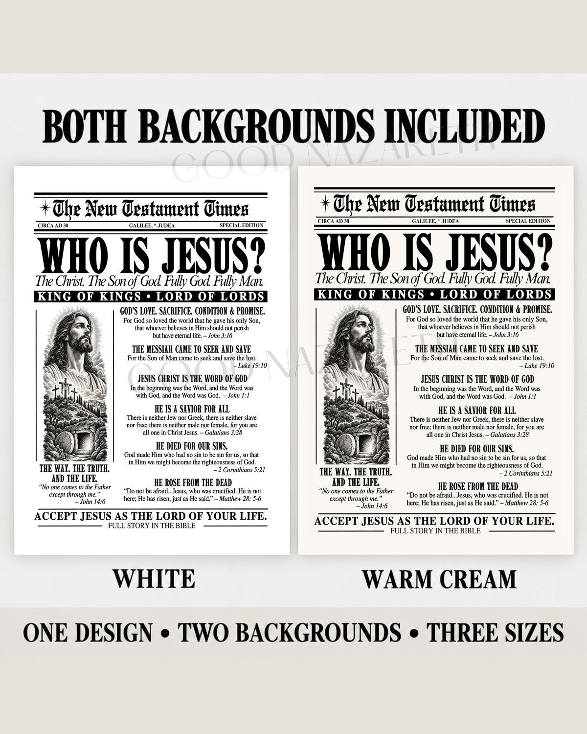 Who Is Jesus? Printable Christian Wall Art | Vintage Gospel Newspaper | Design B